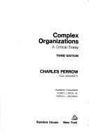 Cover of Complex organizations
