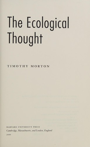 Cover of The ecological thought