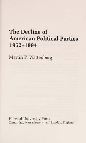Cover of The decline of American political parties, 1952-1994