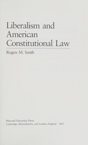 Cover of Liberalism and American constitutional law