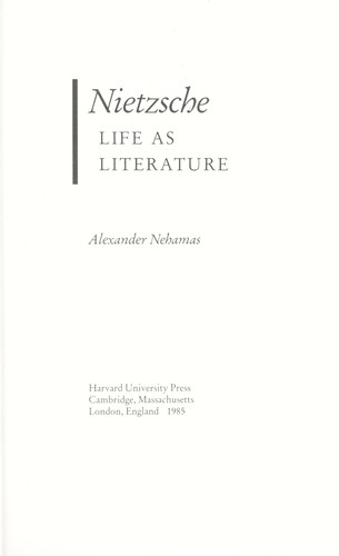Cover of Nietzsche, life as literature