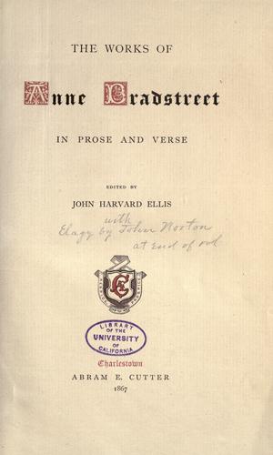Cover of Thew orks of Anne Bradstreet