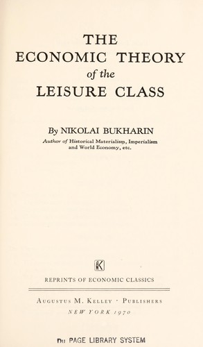 Cover of The economic theory of the leisure class