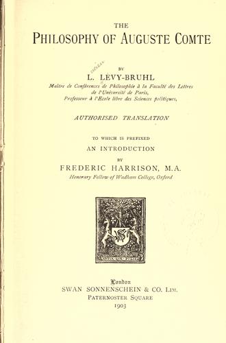 Cover of The philosophy of Auguste Comte