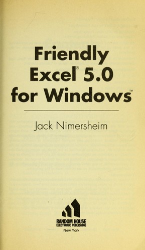 Cover of Friendly Excel 5.0 for Windows (Friendly Computer Book)