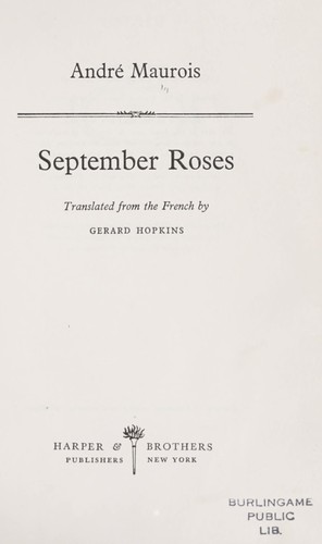 Cover of Les roses de septembre