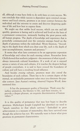 Cover of Attaining personal greatness