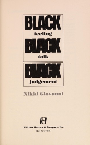 Cover of Black Feeling, Black Talk / Black Judgement