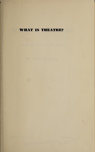 Cover of What is theatre?
