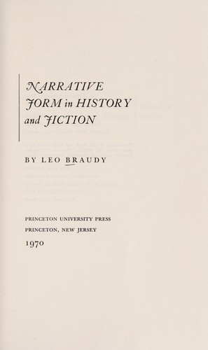 Cover of Narrative form in history and fiction: Hume, Fielding & Gibbon