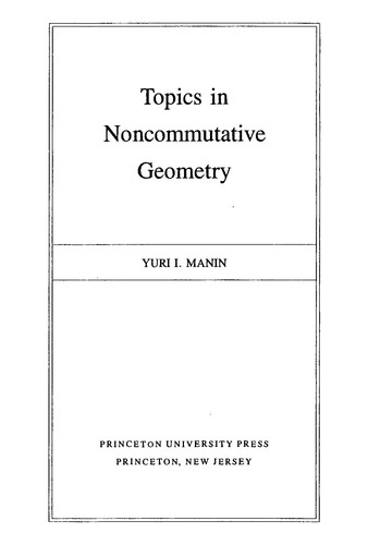 Cover of Topics In Noncommutative Geometry