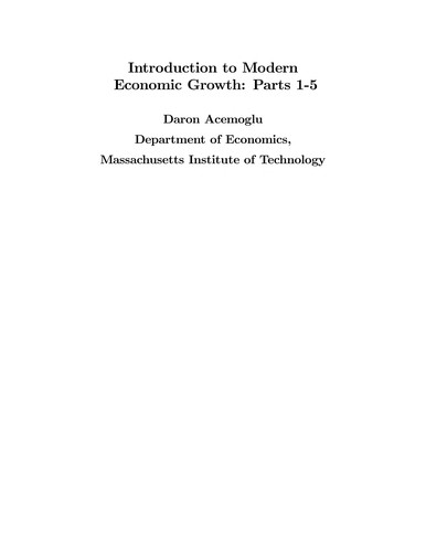 Cover of Introduction to modern economic growth