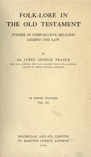 Cover of Folk-lore in the Old Testament