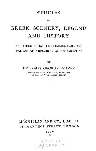 Cover of Studies in Greek scenery, legend and history