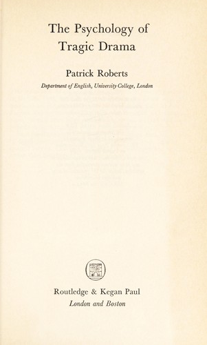 Cover of The psychology of tragic drama