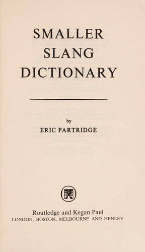 Cover of Smaller slang dictionary