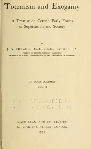 Cover of Totemism and exogamy