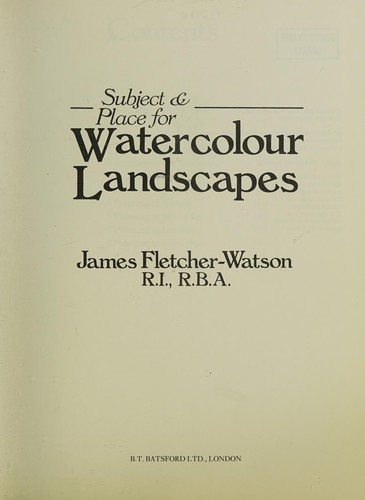 Cover of Subject & place for watercolour landscapes