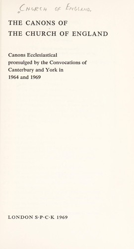 Cover of The Canons of the Church of England