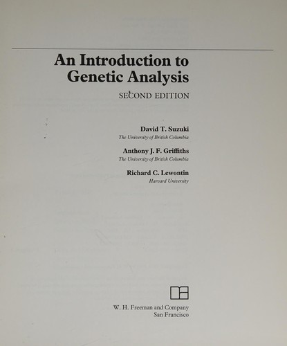 Cover of An Introduction to Genetic Analysis