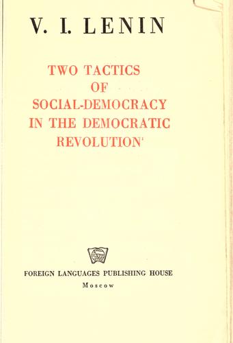 Cover of Two tactics of social-democracy in the democratic revolution