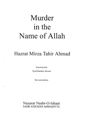 Cover of Murder in the name of Allah