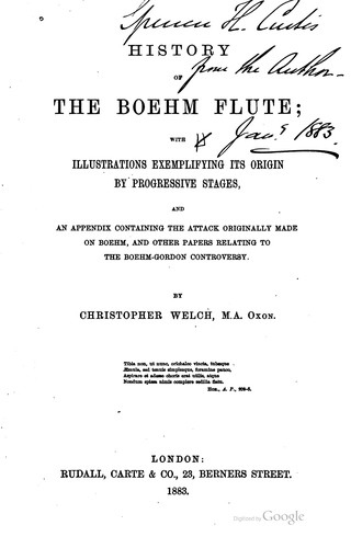 Cover of History of the Boehm flute