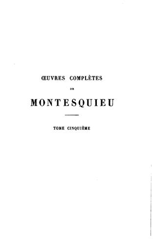 Cover of Œuvres complètes de Montesquieu