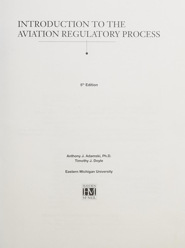 Cover of Introduction to the aviation regulatory process