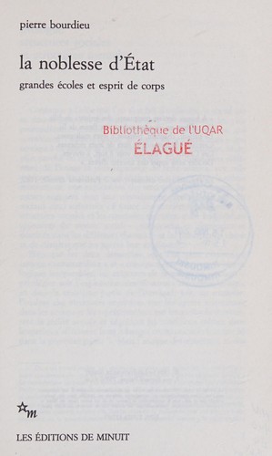 Cover of La Noblesse d'État