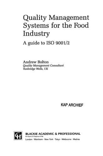 Cover of Quality management systems for the food industry