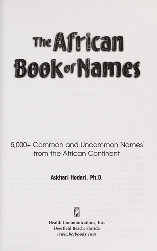 Cover of The African book of names