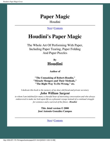 Cover of Houdini's Paper Magic