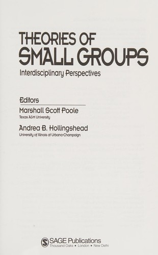 Cover of Theories of small groups