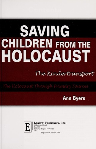 Cover of Saving children from the Holocaust