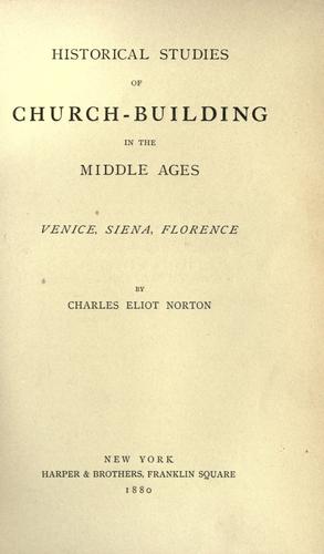 Cover of Historical studies of church-building in the middle ages
