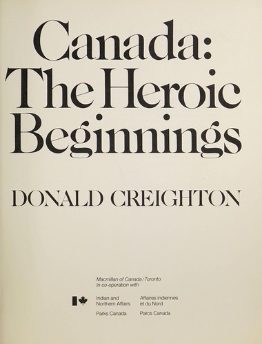 Cover of Canada, the heroic beginnings