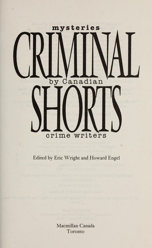 Cover of Criminal shorts : mysteries by Canadian crime writers