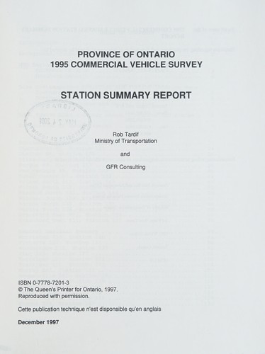 Cover of 1995 commercial vehicle survey