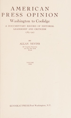 Cover of American Press Opinion, Washington to Coolidge