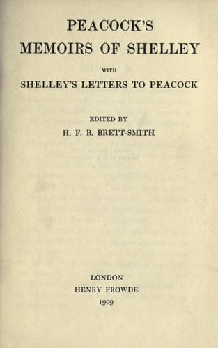 Cover of Peacock's memoir of Shelley
