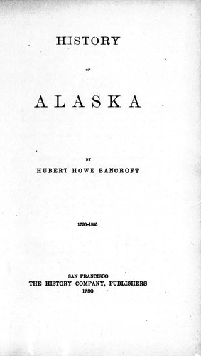 Cover of History of Alaska, 1730-1885