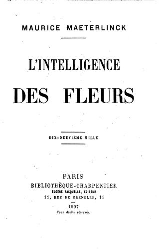 Cover of L' intelligence des fleurs