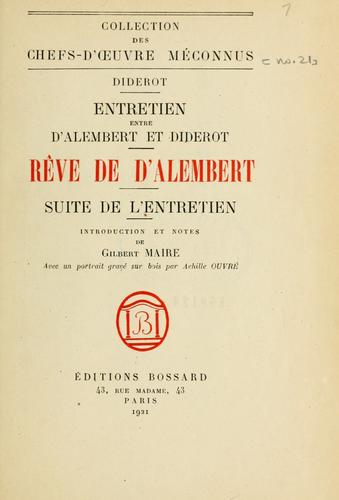 Cover of Entretien entre d'Alembert et Diderot