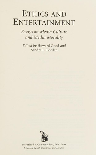 Cover of Ethics and entertainment