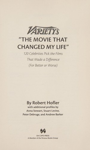 Cover of Variety's "the movie that changed my life"