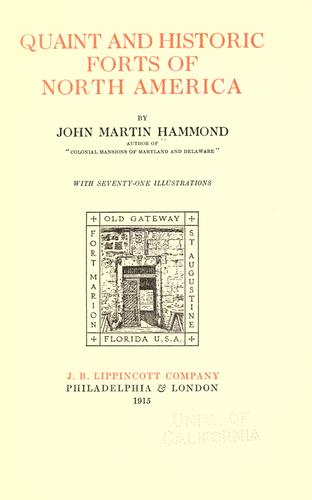 Cover of Quaint and historic forts of North America