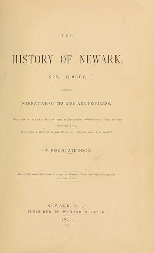 Cover of The history of Newark, New Jersey