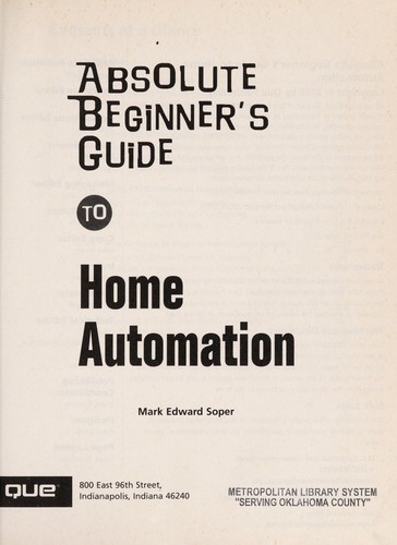Cover of Absolute beginner's guide to home automation