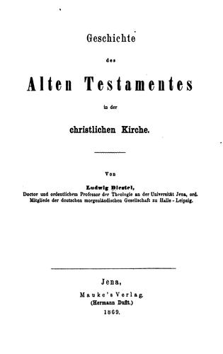 Cover of Geschichte des Alten Testamentes in der christlichen kirche